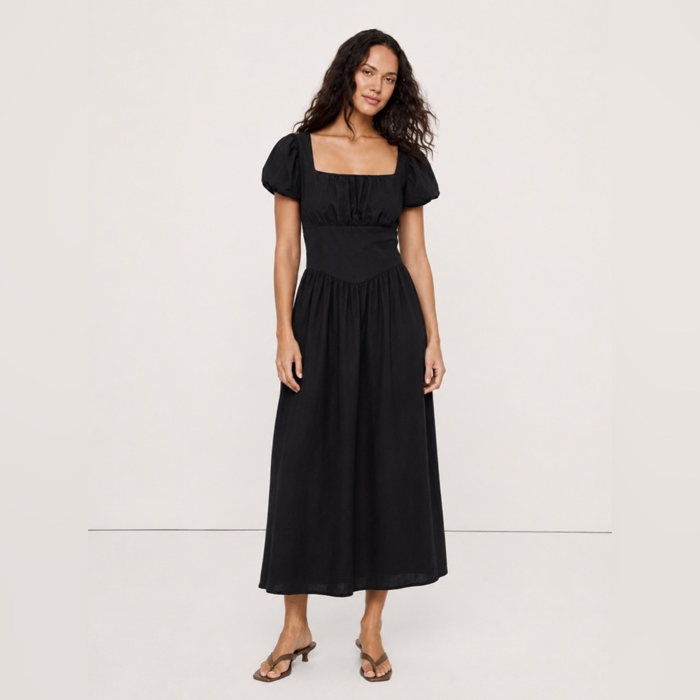 NWT! GAP Black Linen-Blend Drop-Waist Maxi Dress - Multiple 🪗
